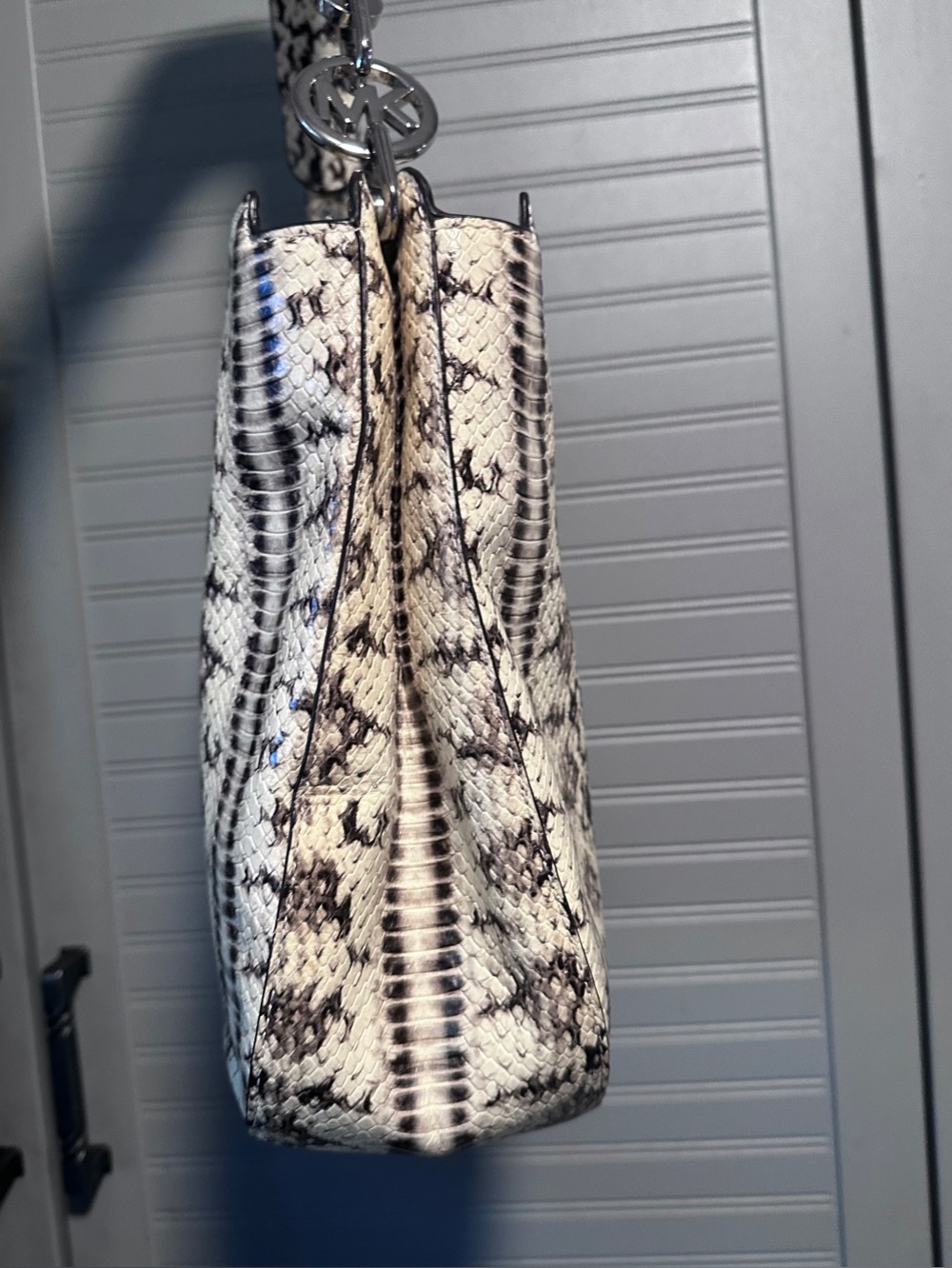 Michael Kors Fulton Large Natural Snakeskin Embossed Leather Hobo Bag NWOT - Picture 7 of 16